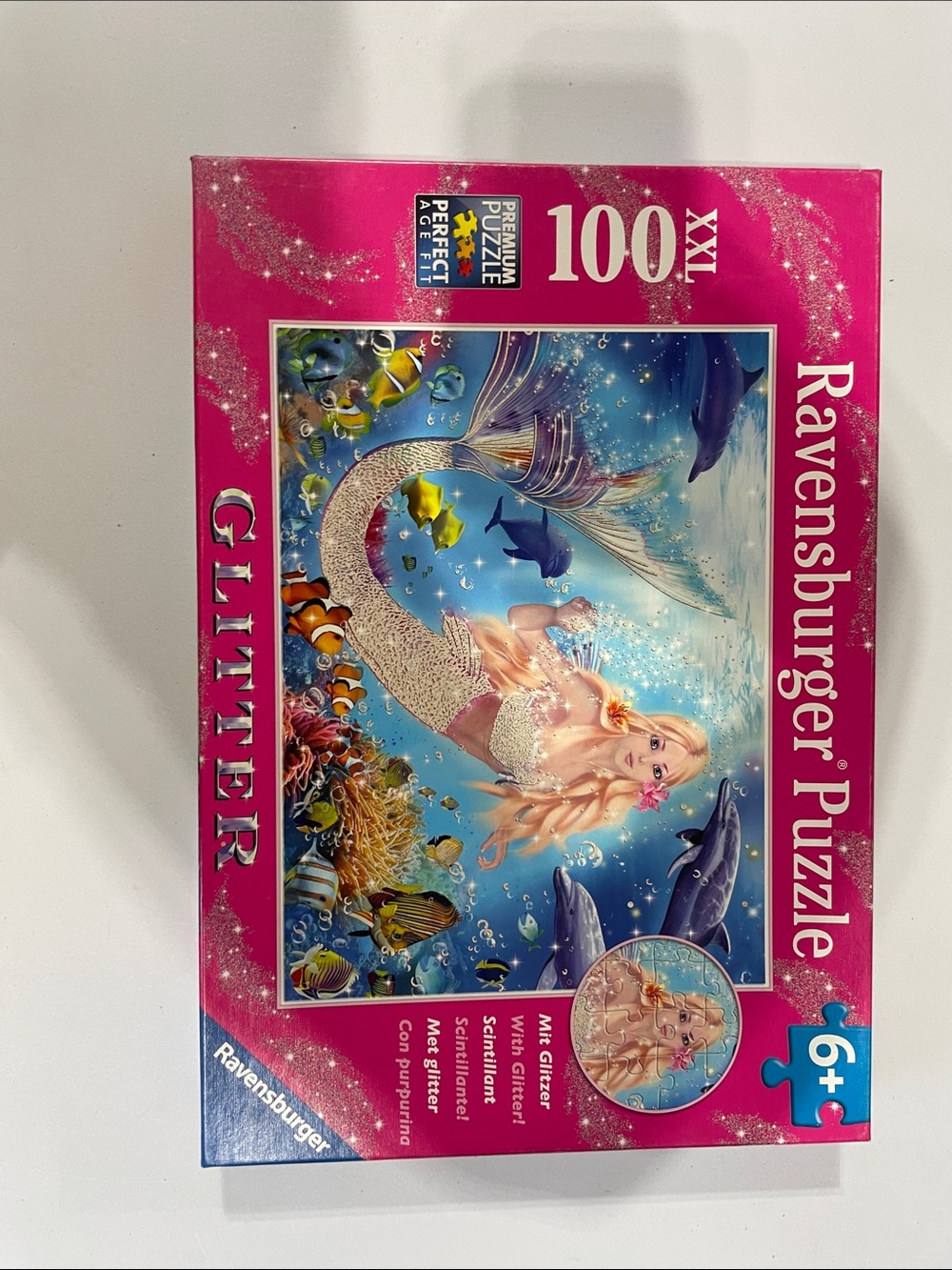 Ravensburger Glitter Mermaid Puzzle - Pink, Blue, Gold - 100 Pieces